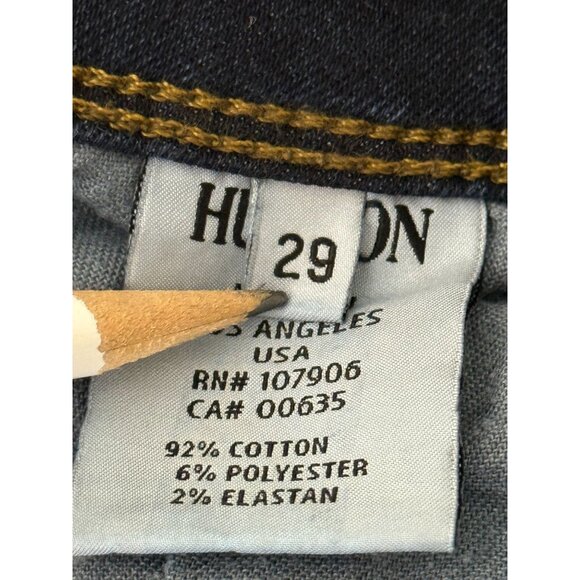 Hudson "Ginny Crop" Straight Cut with Cuffs Dark Wash Flap Pockets Size 29 - Picture 8 of 12